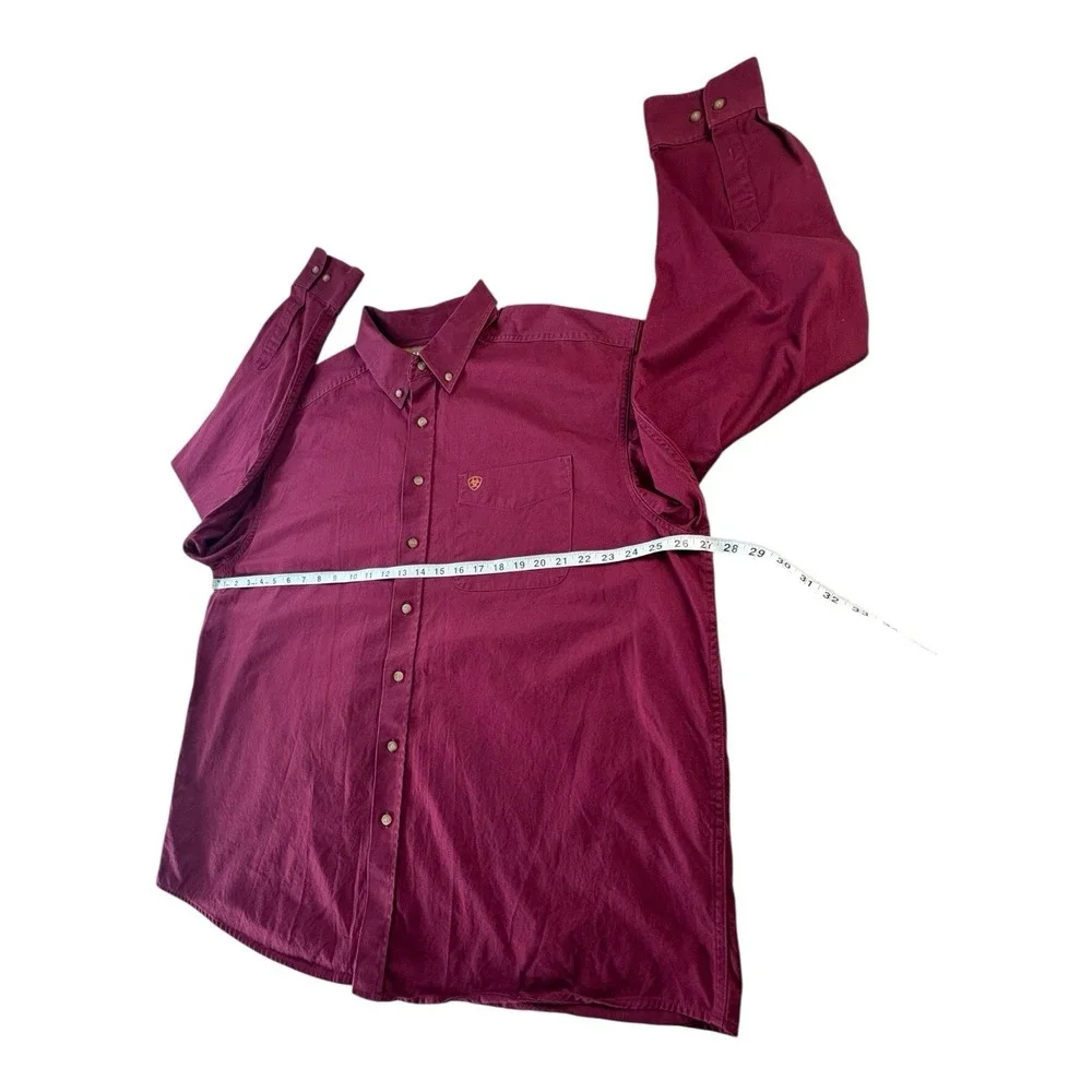 Ariat XXL Maroon Long Sleeve Button Front Shirt Western Casual‎ Mens